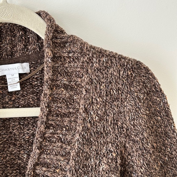 Charter Club Brown Marled Knit Button Cardigan - Picture 5 of 16